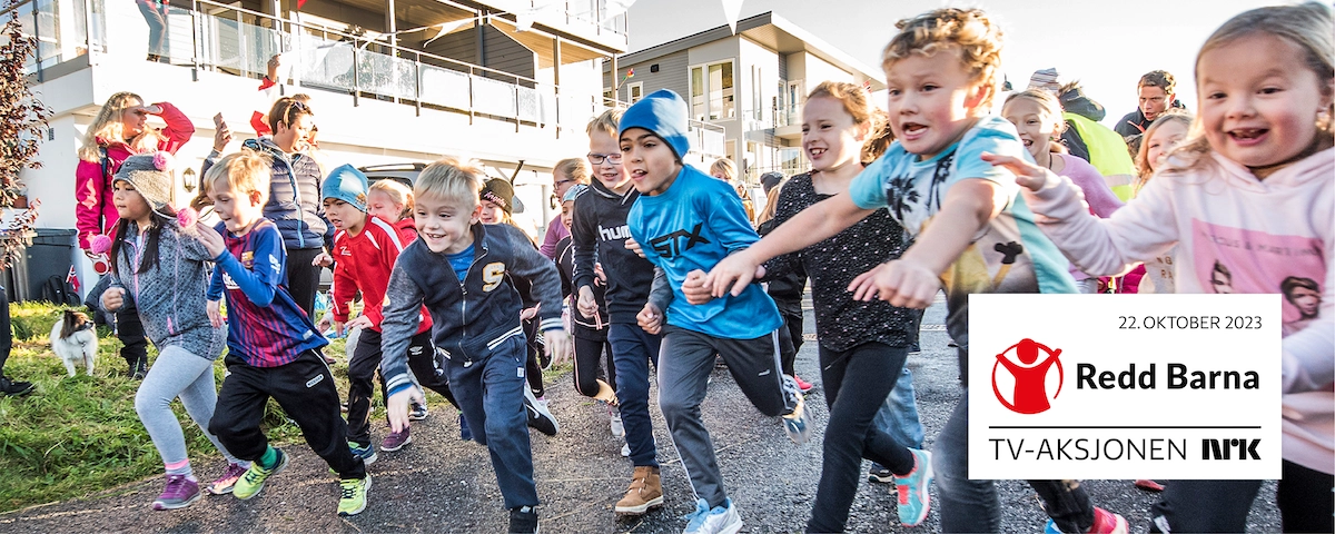 Barn som løper for «Skoleaksjonen» for TV-aksjonen NRK 2023
